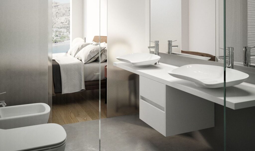 bagno design accessibile in camera d'albergo lavabo per disabili