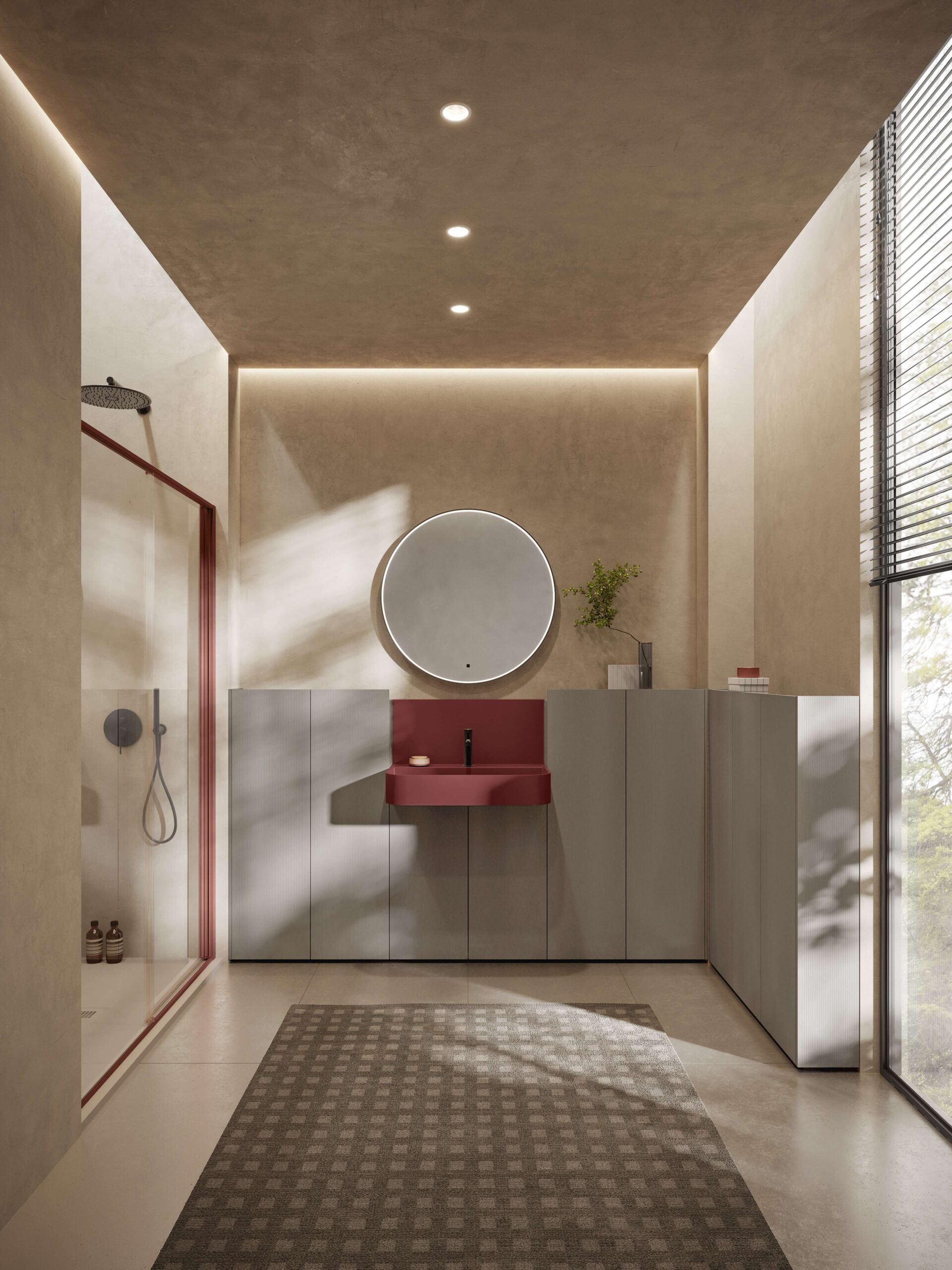 Boiserie contenitiva arredo bagno con lavabo