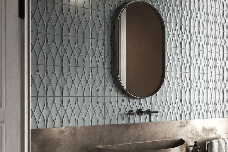 piastrelle bagno azzurro grigio 3D
