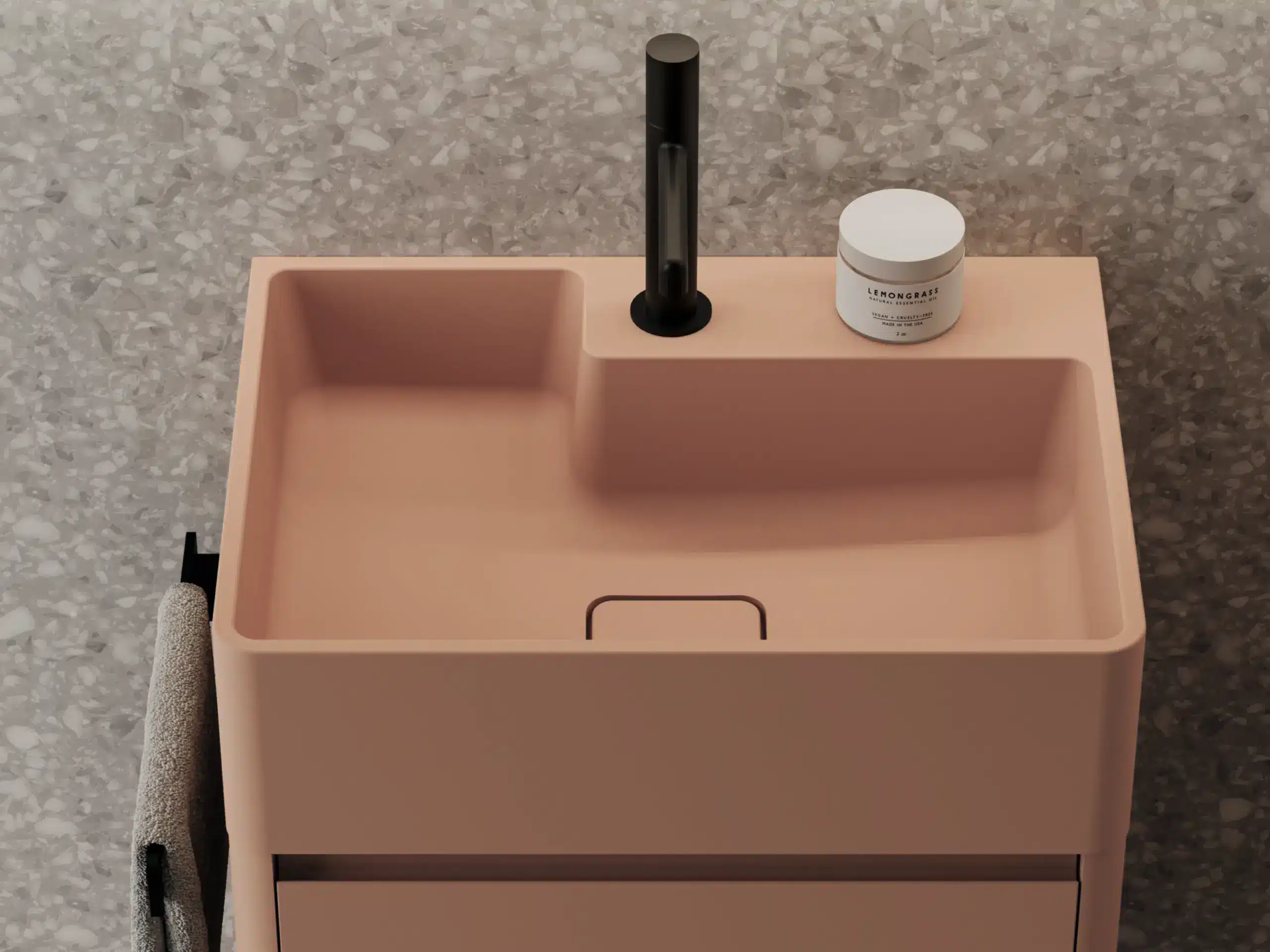 lavabo in aquatek rosa pesca