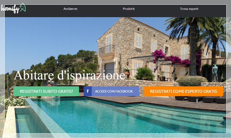 Portale di arredamento: Homify (home page)