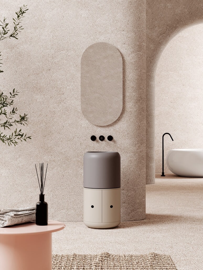 Lavabo freestanding con ante in alluminio