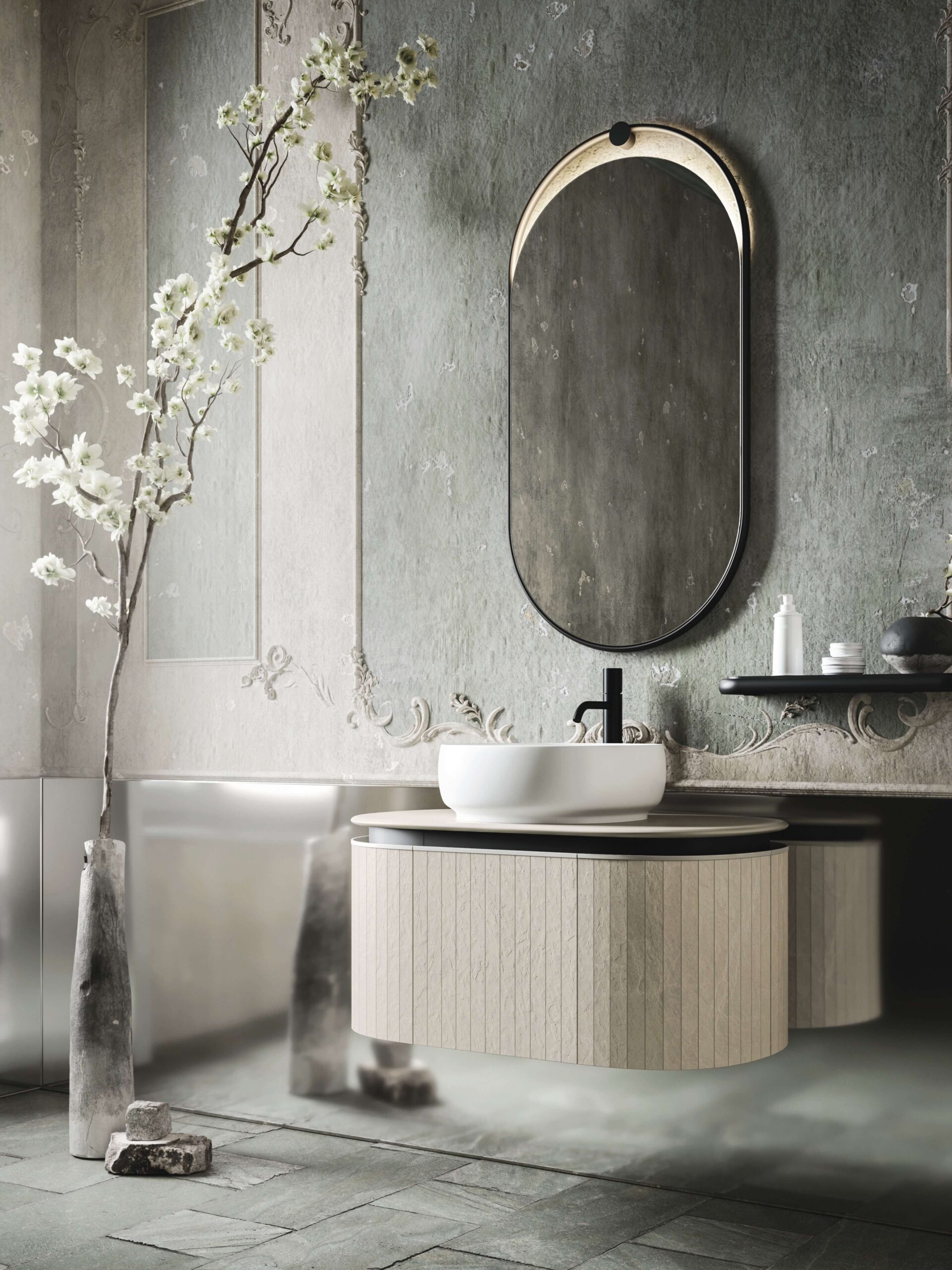 Mobile bagno con fianchi arrotondati
