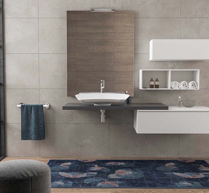 bagno moderno con top e lavabo da appoggio accessibile anche per disabili