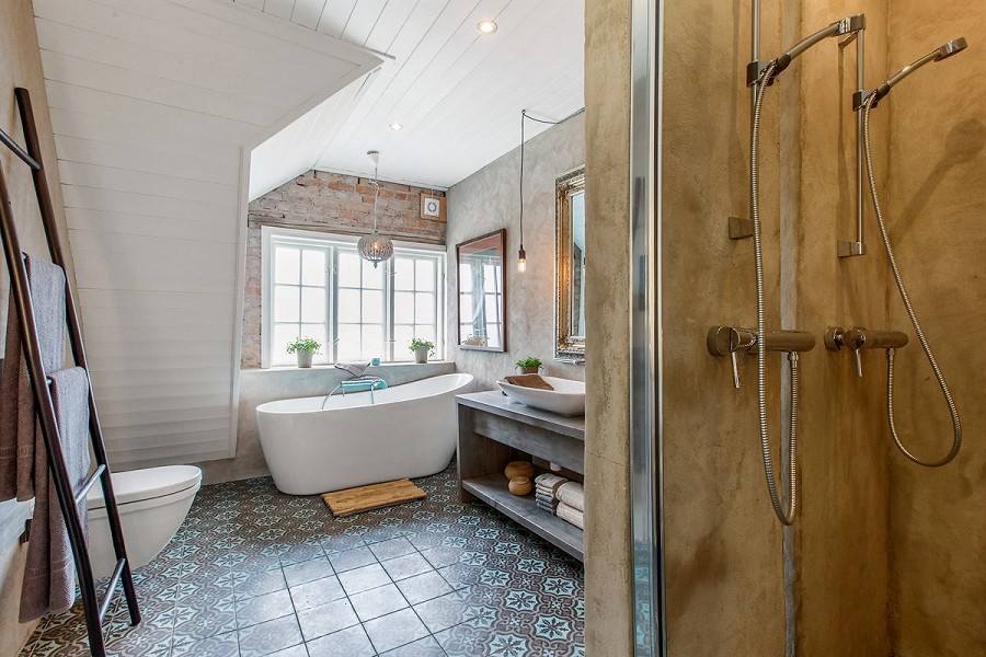 Beautiful bathroom interiors in a lovely home in Norway