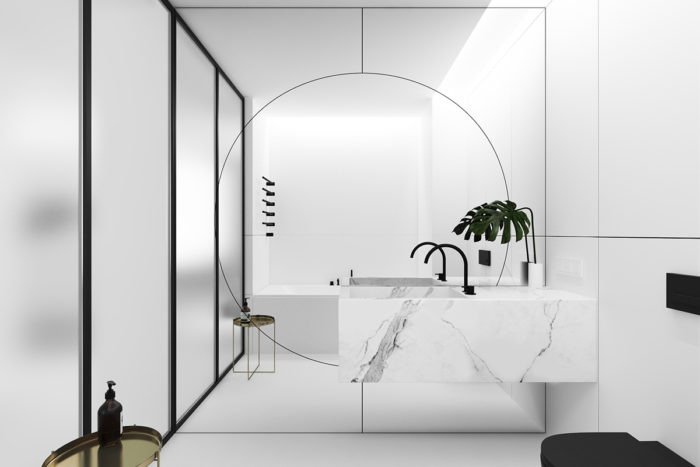 specchio decoro geometrico in bagno