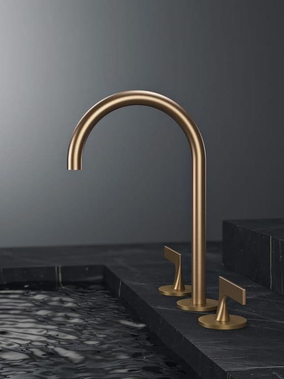 Miscelatore 3 fori in acciaio inox 316L finitura oro
