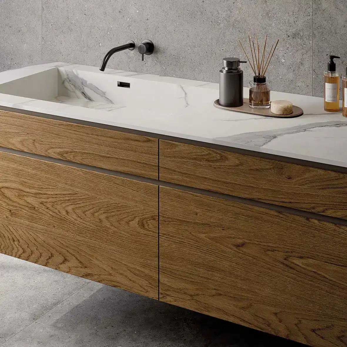 top lavabo gres effetto marmo vena passante ABKSTONE Statuario Supremo FullVein3D