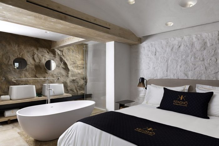 Boutique hotel Mykonos Kensho: interiors and bathrooms
