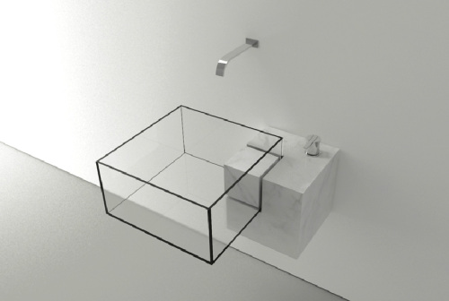 bagno in vetro trasparente