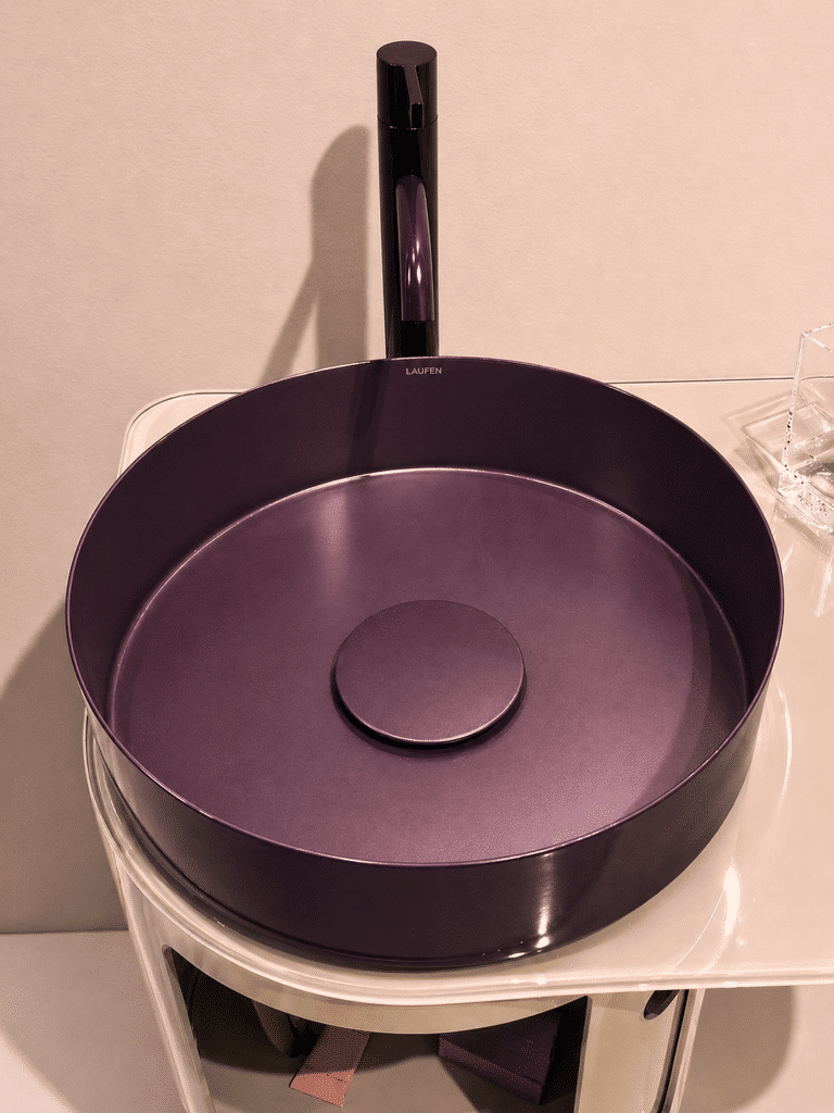 lavabo in acciaio verniciato viola melanzana burgundy