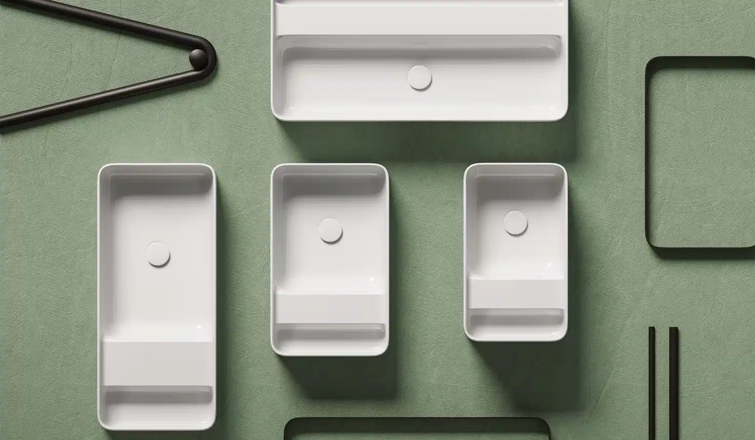 lavandini in ceramica bianca lucida rettangolari Brooklyn The-Artceram