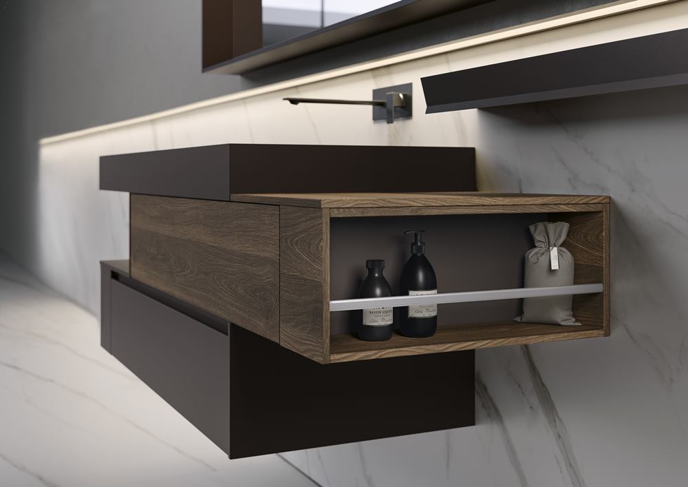 fianco mobile da bagno con vano a giorno contenitore