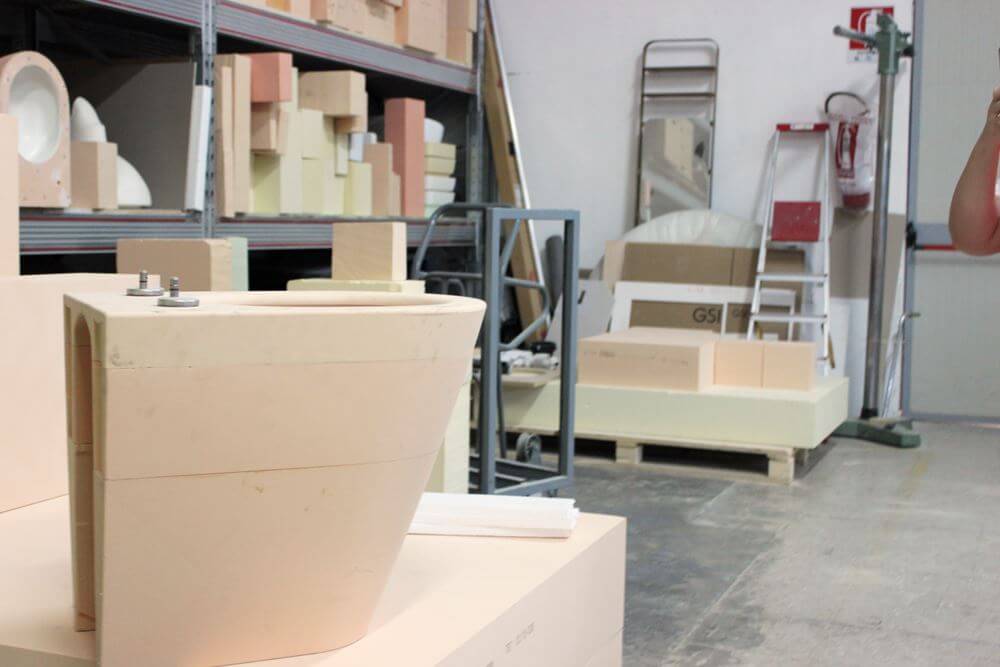 produzione water in ceramica: prototipo in poliuretano