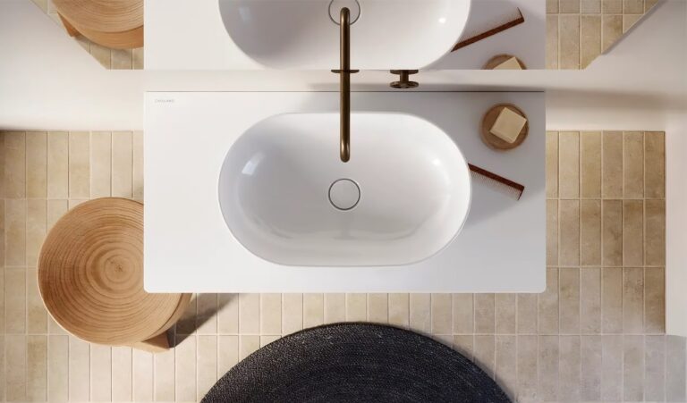 lavabo ceramica appoggio visto dall'alto