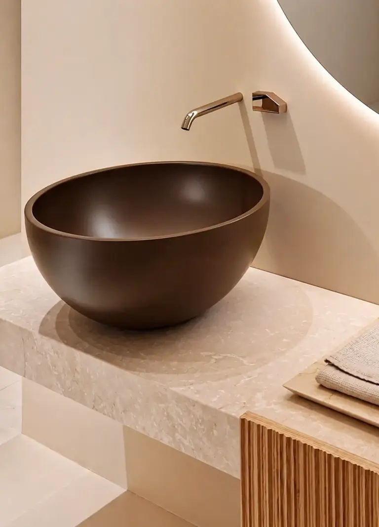 lavabo in appoggio marrone scuro