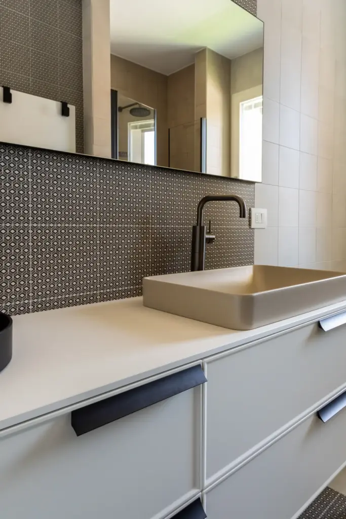 top mobile bagno in Fenix opaco bianco latte