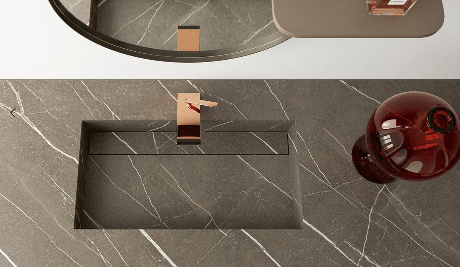 top bagno lavabo integrato in hpl effetto pietra